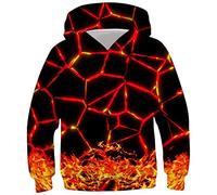 Ahegao Boys Funny Hoodies for Kids 3D Printed Orange Flame Pullover Sweatshirts With Big Pocket 6 7 8 Years Old Little Girls Casual Sports Red Geometry Shirt Sweater Children Winter Hoody Clothes