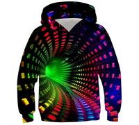 Ahegao Kid Hoodies Boys Sweatshirts for Girls 3D Prints Pullover 6-16 Years, Az2 Black Green Red, 12-14 Years