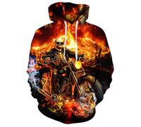 Ahegao Mens Hoodies Novetly Sweatshirts for Man 3D Graphics Pullover with Pockets S-4XL, Black Bright Orange, S