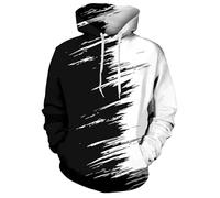 Ahegao Mens Hoodies Novetly Sweatshirts for Man 3D Graphics Pullover with Pockets S-4XL, D1 Black White, S