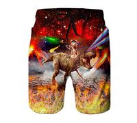 Ahegao Men's Swim Trunks Quick Dry 3D Printed Beach Board Shorts with Pockets Cool Mesh Lining Bathing Suits, Dinosaur, Large
