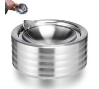 AHEJIOO Outdoor Ashtray with Lid - Stainless Steel Wind Ashtray - Storm Proof Folding Ashtray - Ideal for Outdoor, Garden, Patio, Office