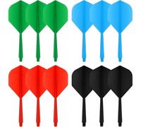 AHEJIOO Pack of 12 Dart Flights with Shaft 75 mm, Dart Accessories, Darts Accessories, K Flex Flights, for Darts with 2BA Thread, Darts Accessories (Blue/Red/Black/Green)