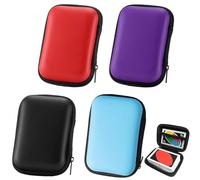 AHEJIOO Pack of 4 Pocket Playing Card Box, Playing Card Case, Playing Card Storage, Waterproof Cable Bag, for Cards, Playing Cards, Headphones Data Cable Storage (Red, Purple, Black, Blue), colour