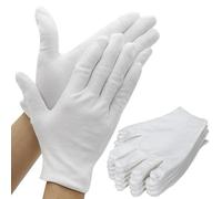 AHEJJOO 15 Pairs Cotton Gloves, White, L, Size 21 cm, Cotton Fabric Gloves with Elastic Waistband, Reusable Breathable Gloves for Work and Protection