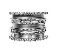 Aheli Antique Oxidised Silver Indian Traditional Bollywood Bangle Set Jewelry for Women Girls (2.8)