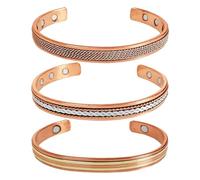Aheli Copper Cuff Bracelets Tibetan Style Hand Forged with Solid and High Gauge Copper Jewelry Gift for Women & Men, Set of 3