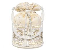 Aheli Indian Potli Bags for Women Evening Bag Clutch Ethnic Bride Purse with Drawstring, Cream 1