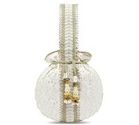 Aheli Potli Bags Gift for Women Evening Bag Clutch Ethnic Bride Purse with Drawstring, White