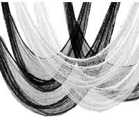 AHEONLAR 6-Pack Halloween Creepy Cloth - 30x70 Inch Black & White Halloween Gauze Spooky Fabric Cloth for Outdoor Decorations
