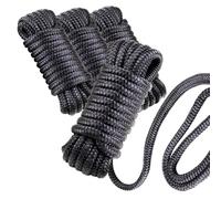 Aheszeed 4PCS 3/8IN × 15FT Boat Dock Lines, Braided Nylon Boat Rope for Docking with Loop, Marine Boat Anchor Rope Fit for Docking Boats, Premium Docking Ropes for Boats - Black
