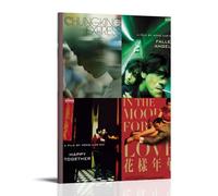 AHEUWAEBE Wong Kar Wai Four Classic Movie Poster Canvas Wall Art Aesthetic Cover Poster Modern Art Painting for Living Room 08x12inch(20x30cm) Frame-style