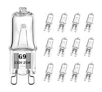 AHEVO G9 Light Bulbs 25Watt 230Volt Halogen Light Bulb G9 Base Bi-Pin 25W T4 for Bathroom,Under Cabinet, Puck Lighting, Dimmable Warm White 2700K (12Pack)