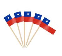AhfuLife 100/200pcs Chilean Toothpick Flags Cake Toppers, Chile Cocktail Stick Flag for Sandwich Food Cupcake Toppers Tableware World Cup Party Supplies Pub Royal Event Decor