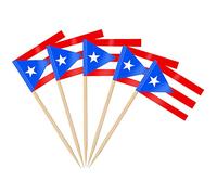 AhfuLife 100/200pcs Puerto Rico Toothpick Flags, Puerto Rican Cocktail Stick Flag for National Day Sandwich Food Cupcake Toppers Tableware World Cup Party Supplies Pub Royal Event Decor (100 Pcs)