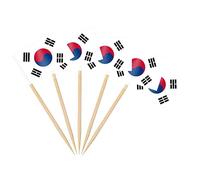 AhfuLife 100/200pcs South Korea Toothpick Flags, Korean Cocktail Stick Flag for National Day Sandwich Food Cupcake Toppers Tableware World Cup Party Supplies Pub Royal Event Decor (100 Pcs)