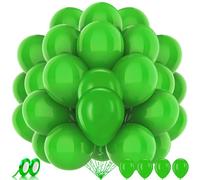 AhfuLife 100 Pcs Green Balloons for Party Decorations, 12 Inch Latex Balloons with 2 Rolls Balloon Ribbon for Birthday Graduation Wedding Anniversary Green Theme Party Decorations