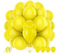 AhfuLife 100 Pcs Yellow Balloons for Party Decorations, 12 Inch Latex Balloons with 2 Rolls Balloon Ribbon for Birthday Graduation Wedding Anniversary Yellow Theme Party Decorations