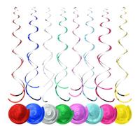 AhfuLife 16Pcs Multi Coloured Hanging Swirls for Party Decorations, Colorful Party Streamers Ceiling Swirl Spiral Foil Decoration for Birthday Wedding Anniversary Graduation Decorations