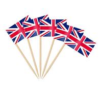 AhfuLife 200pcs Union Jack Toothpick Flags for VJ-Day 80th Anniversary, Cocktail Stick Flag for Sandwich Food Cupcake Toppers Tableware Euro World Cup Party Supplies Pub Royal Event Decor
