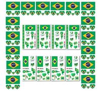 AhfuLife 24 Sheets Brazilian Flag Temporary Tattoo for Party Decorations, Brazil Flag Tattoo Transfer Stickers for World Cup Football National Day Support Event Decorations