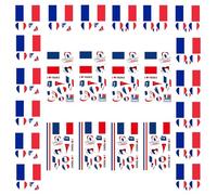 AhfuLife 24 Sheets French Flag Tattoos Stickers for Olympic Decorations 2024, France Temporary Tattoo Set Waterproof Face Tattoos Stickers for Euro Football Championship 2024 Party Decoration