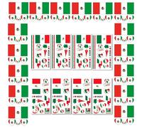 AhfuLife 24 Sheets Mexican Flag Temporary Tattoo for Party Decorations, Mexico Flag Tattoo Transfer Stickers for World Cup Football National Day Support Event Decorations