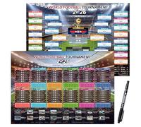 AhfuLife 2Pcs World Football Wall Chart for Party Decorations 2026 - A1 Sizes World WallChart Poster - Includes 48 Teams Group Knockout Final Results Wall Calendar (Folded, A1-83cm x 59cm)