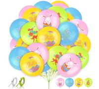 AhfuLife 32 Pcs Easter Balloons Decorations, 12 Inches Large Easter Balloons for Home, Blue, 3 Colors Yellow, Pink and Green for Home Party Indoor Outdoor Decoration Supplies