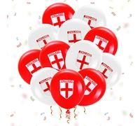 AhfuLife 32pcs England St George Balloons for World Cup Party Decorations, Red and White Latex Balloons for Six Nations Rugby Euro World Cup Football Street Garden Indoor Outdoor Party Decorations