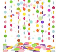 AhfuLife 99 Pcs Colorful Polka Dots for Birthday Party Decorations, 10.8 Meters Rainbow Garland Circle Hanging Paper Bunting, Multicolor Dot Banner for Wedding Home Indoor Outdoor Party Supplies