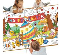 AhfuLife Easter Extra Large Coloring Poster for Party Decorations, 180 x 80cm Giant Paper Bunny Egg Hunt Doodle Colouring Banner for Easter Gift Crafts Tablecloth Wall Games Home Party Activity