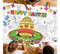 AhfuLife Easter Extra Large Coloring Poster for Party Decorations, 180 x 80cm Giant Paper Bunny Egg Hunt Doodle Colouring Banner for Easter Gift Crafts Tablecloth Wall Games Home Party Activity