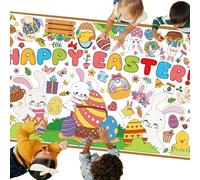 AhfuLife Easter Extra Large Coloring Poster for Party Decorations, 180 x 80cm Giant Paper Bunny Egg Hunt Doodle Colouring Banner for Easter Gift Crafts Tablecloth Wall Games Home Party Activity