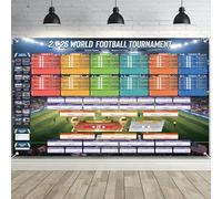 AhfuLife Large Fabric World Cup Wall Chart for Party Decorations 2026, 180 x 110cm Backdrop Banner - Includes 48 Teams Group Knockout Final Results Wall Calendar for Football Fans Indoor Outdoor
