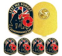AhfuLife Lest We Forget Day Pin Badge Lapel 2025 Decorations, 1/2/4/8 Pcs Remembrance Day Badge Poppy Brooches, Lest We Forget Day Badge Armband for Patriotic Activities Memorabilia Gifts (1 Pcs)
