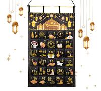 AhfuLife Ramadan Advent Calendar Decorations for Filling, Reusable Fabric Hanging 2026 Ramadan Mubarak Countdown Calendar with 30 Pockets for Eid Mubarak Party Ramadan Gift Home Wall Door