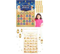 AhfuLife Ramadan Advent Calendar Ramadan Decorations for Kids, 2026 Ramadan Countdown Calendar Wallchart Poster Eid Mubarak Party Ramadan Gift