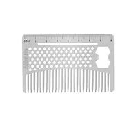AhfuLife Stainless Steel Metal Hair&Beard Comb - Anti-Static Dual Action Beard Combs - Credit Card Size Combs Perfect for Wallet and Pocket - Presented in Gift Box (Multifunctional Metal Comb)