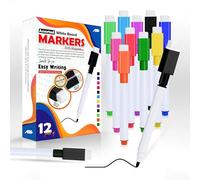 AHG 12pcs Colourful Whiteboard Markers with Magnet & Eraser - Dry Wipe Whiteboard Pens Fine Tip | Low Odor, Non-Toxic Erasable Markers for Kids, Teachers, Office & Classroom Use | Magnetic Pens