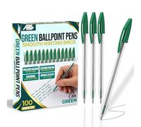 AHG 2×50 Green Ballpoint Pens | 100 Pack Smooth Writing Biros | Consistent Green Ink Flow & Comfortable Grip | Bulk Pens for School Office Home | Reliable Marking & Note-Taking Pens for Everyday Use