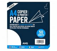 AHG 2 Pack A4 Printer Paper 75GSM White - 100 Sheets (2 x 50), Multipurpose Copy Paper for Inkjet & Laser Printers, Photocopier & Office Use, Smooth Plain A4 Printing Paper 210 x 297mm