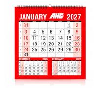 AHG 2027 Three Months to View Wall Calendar 3 Month Planner with UK Holidays Spiral Bound Hanging Monthly Organiser Forward Planner for Home Office School Business