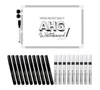 AHG A3 Double-Sided Magnetic Whiteboard with Eraser & Magnets + 10 Black Dry Wipe Markers + 10 Black Permanent Markers - Teaching, Office & Home Stationery Set for Writing, Drawing & Labelling