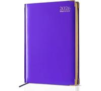 AHG A5 2026 Day a Page Purple Diary - Hardback Planner with Gilt Edges, UK Holidays, Religious Dates & Conversion Charts - Compact Daily Organiser for Students, Teachers & Professionals