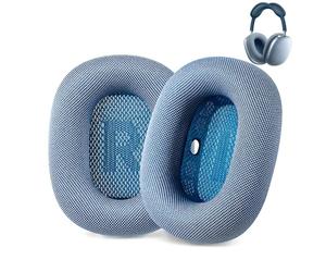 AHG Accessory House Global Upgraded Replacement Sky Blue AirPods Max Ear Cushions Pads Compatible with Apple AirPods Max Headphones. Silicone Lined Mesh, High-Density Foam, Strong Magnet Ear Pads
