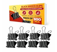 AHG Binder Clips 32mm Black, 300 Pack Medium Foldback Clips - Heavy Duty Strong Metal Bulldog Clips for Paper, Office Filing, School Documents, Home Organisation, Crafts & Bag Sealing