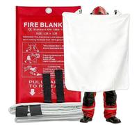 AHG Emergency Fire Blanket 1m x 1m - Premium Fiberglass Fire Suppression Blanket with Hanging Loops | Wall Mountable Kitchen Safety Blanket for Home, Office, Car, Garage & Camping Use