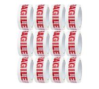 AHG Fragile Packing Tape 12 Pack 48mm x 66m | Heavy Duty Parcel Tape for Moving Boxes & Shipping | Strong Adhesive Warning Tape | Durable Fragile Tape for Packaging, Storage, Mailing & Relocation
