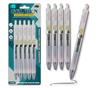 AHG Gel Pens Black Ink Retractable 15 Pack | 0.7mm Fine Tip Smooth Writing Rollerball Pens | Quick-Dry No Smear Gel Ink | Comfortable Grip Pens for School, Office, Journaling & Planning